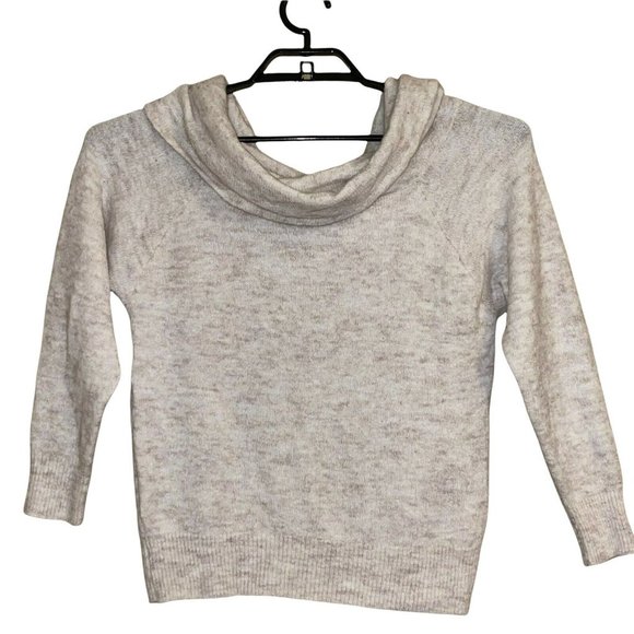 Divided by H&M Sweaters - Divided Women Sweater Small Off Shoulder Cowl Neck Wool Alpaca Ivory Tan Heather